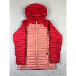 Columbia Jacket Girls Large Red Pink Omni-Heat Hooded Full Zip Puffer Outdoors